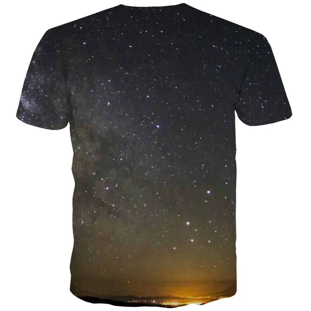 Galaxy T shirts Men Planet Shirt Print Starry Sky Tshirts Novelty Colorful T-shirts Graphic Harajuku Tshirt Anime