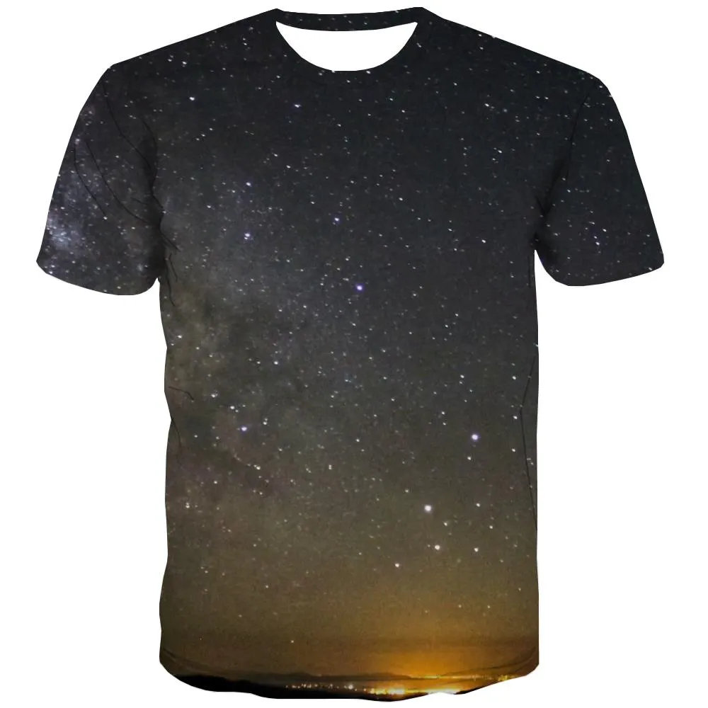 Galaxy T shirts Men Planet Shirt Print Starry Sky Tshirts Novelty Colorful T-shirts Graphic Harajuku Tshirt Anime