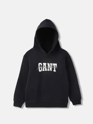 Gant Boys Blue Solid Hooded Full Sleeves Pullover Style Sweatshirt