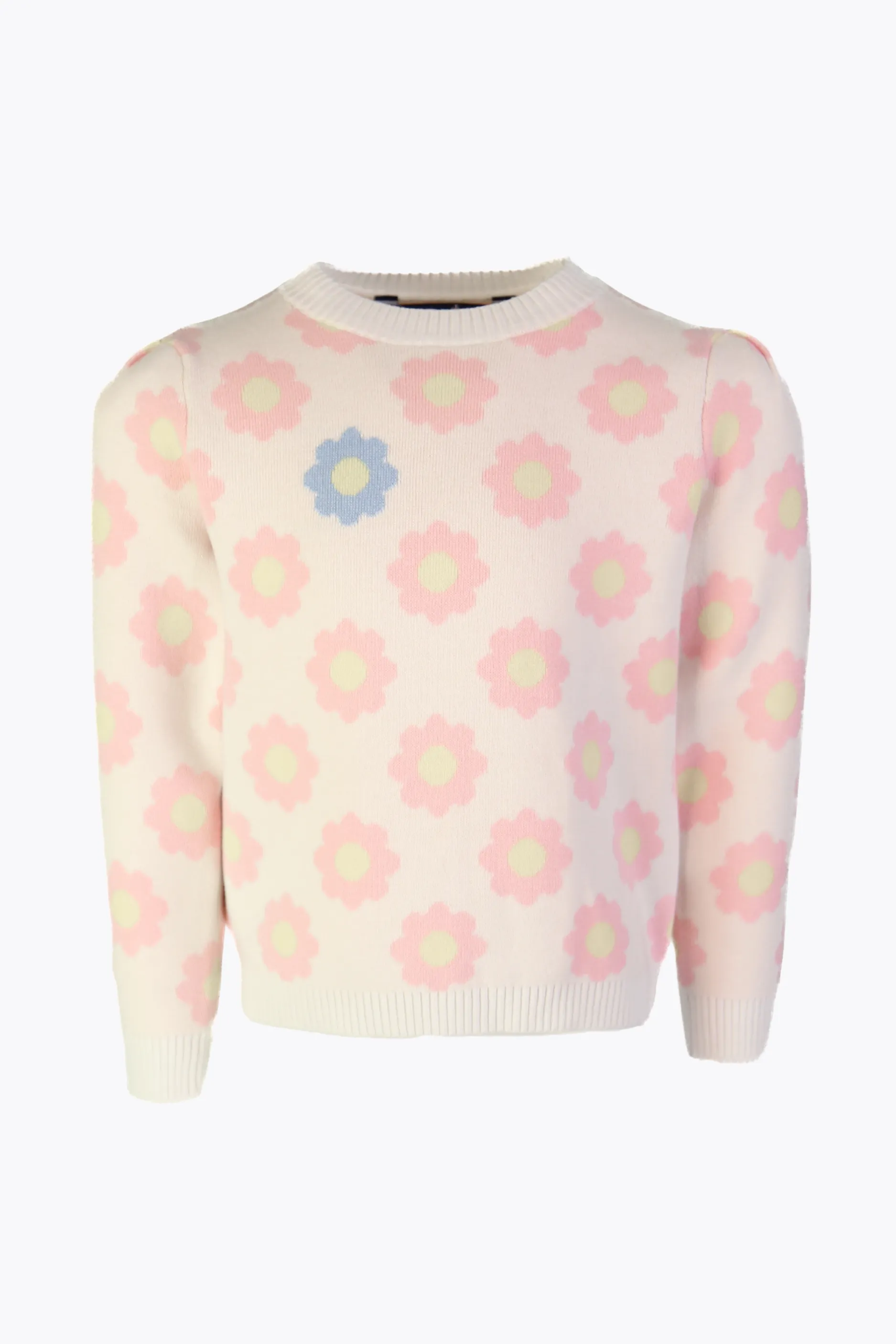 Girls Daisy Puff Sleeve Sweater