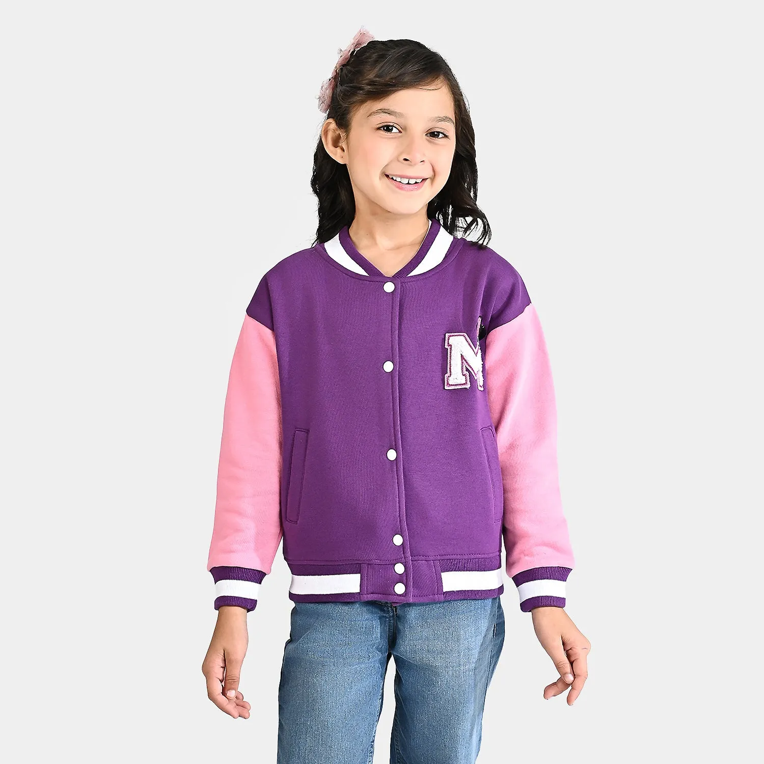 Girls Fleece Knitted Jacket Character