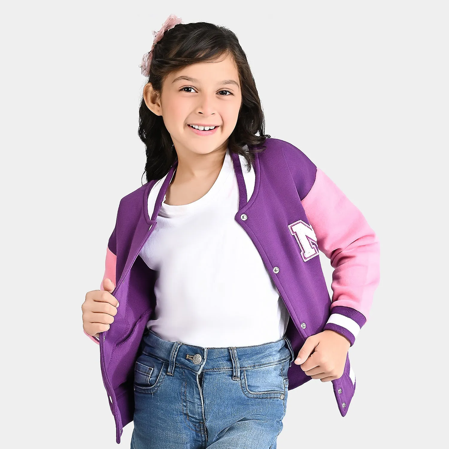 Girls Fleece Knitted Jacket Character