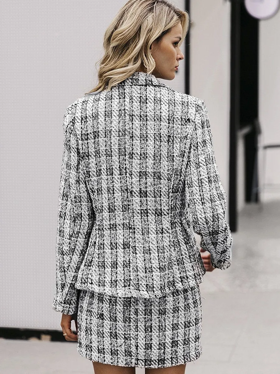 Glamour Plaid Blazer - Grey