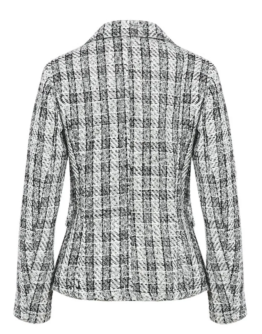 Glamour Plaid Blazer - Grey