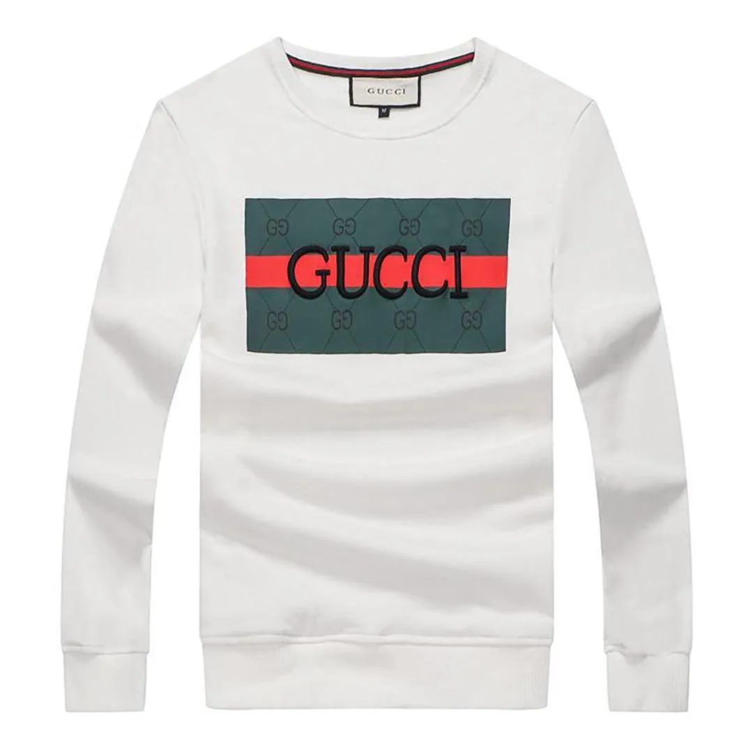 Guc Cotton Sweatshirt With Logo Front Print - White