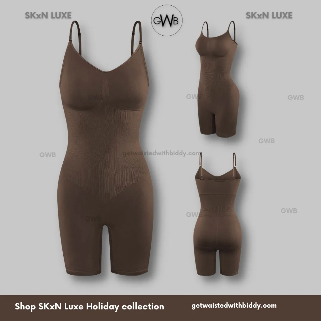 GWB SkxN Luxe Butt Lifting Shaping Short Bodysuit 360 Tummy Control Open Gusset