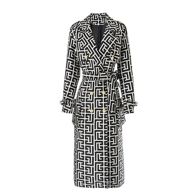 Harley Black & White Fashion Trench Coat