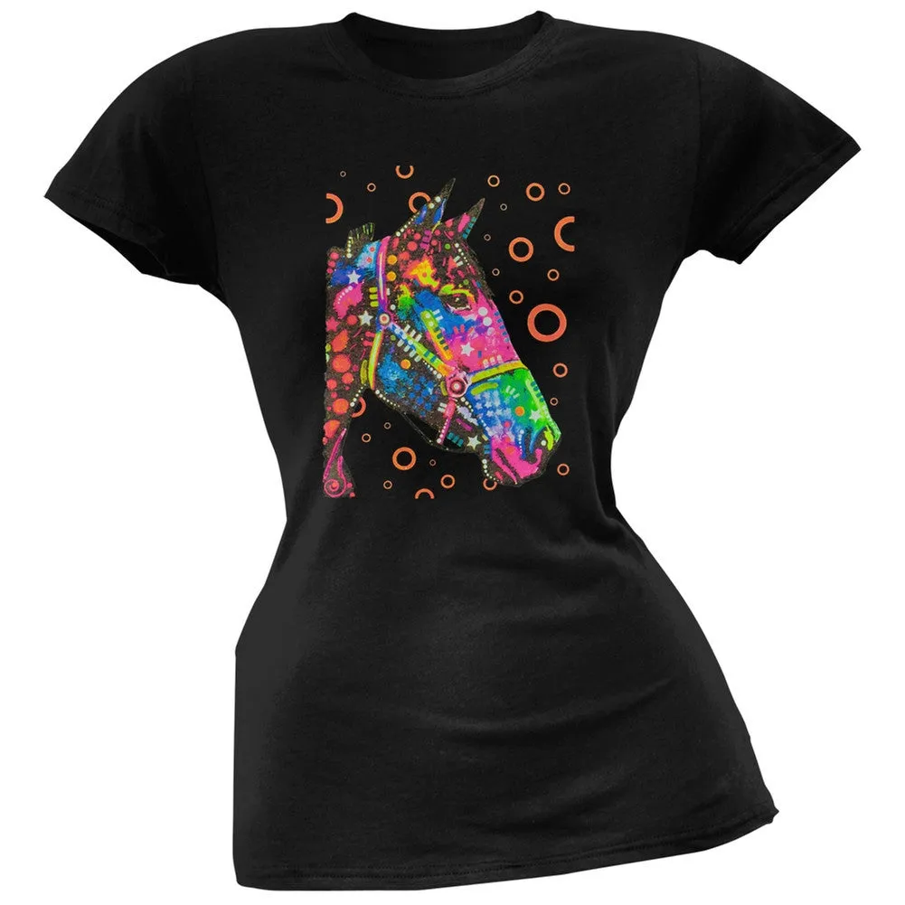 Horse Neon Black Light Juniors T-Shirt