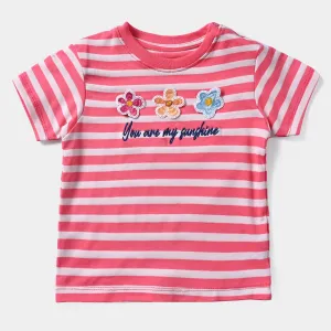 Infant Girls Cotton Jersey T-Shirt Flowers-Hot Pink