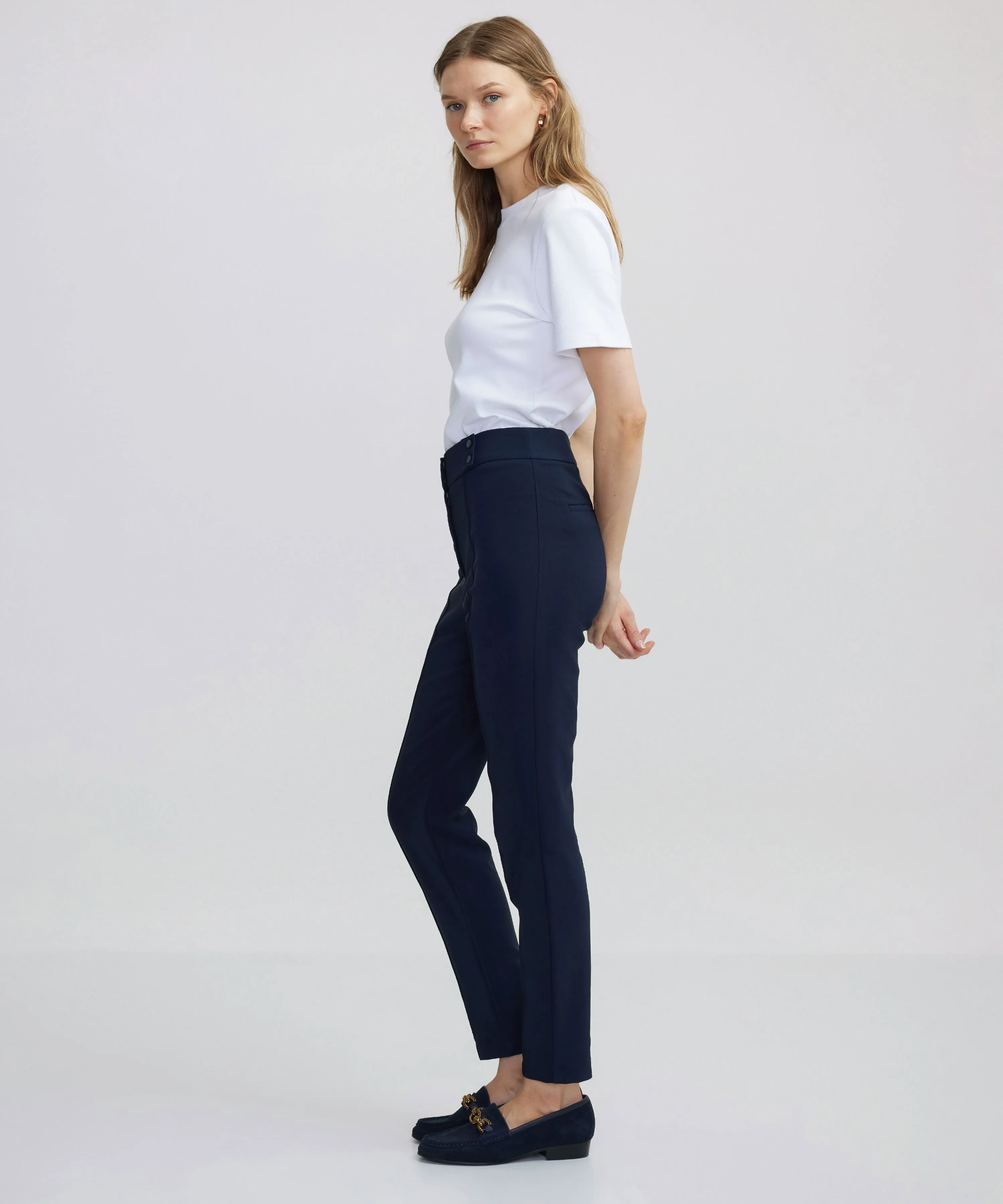 Ipekyol Skinny Fit Trousers With Metal Accessories Navy