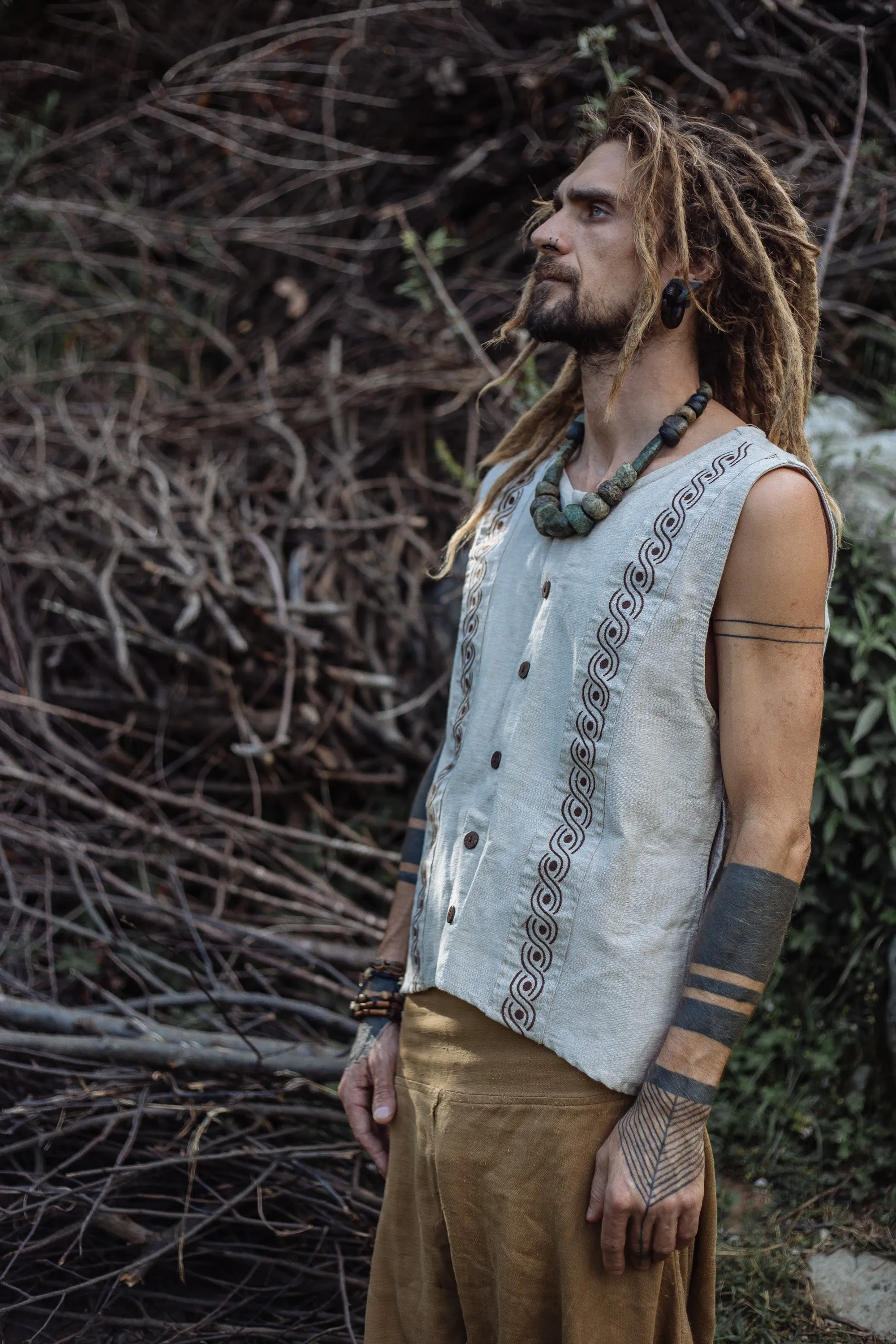 Kundalini Snake Embroidery Vest ~