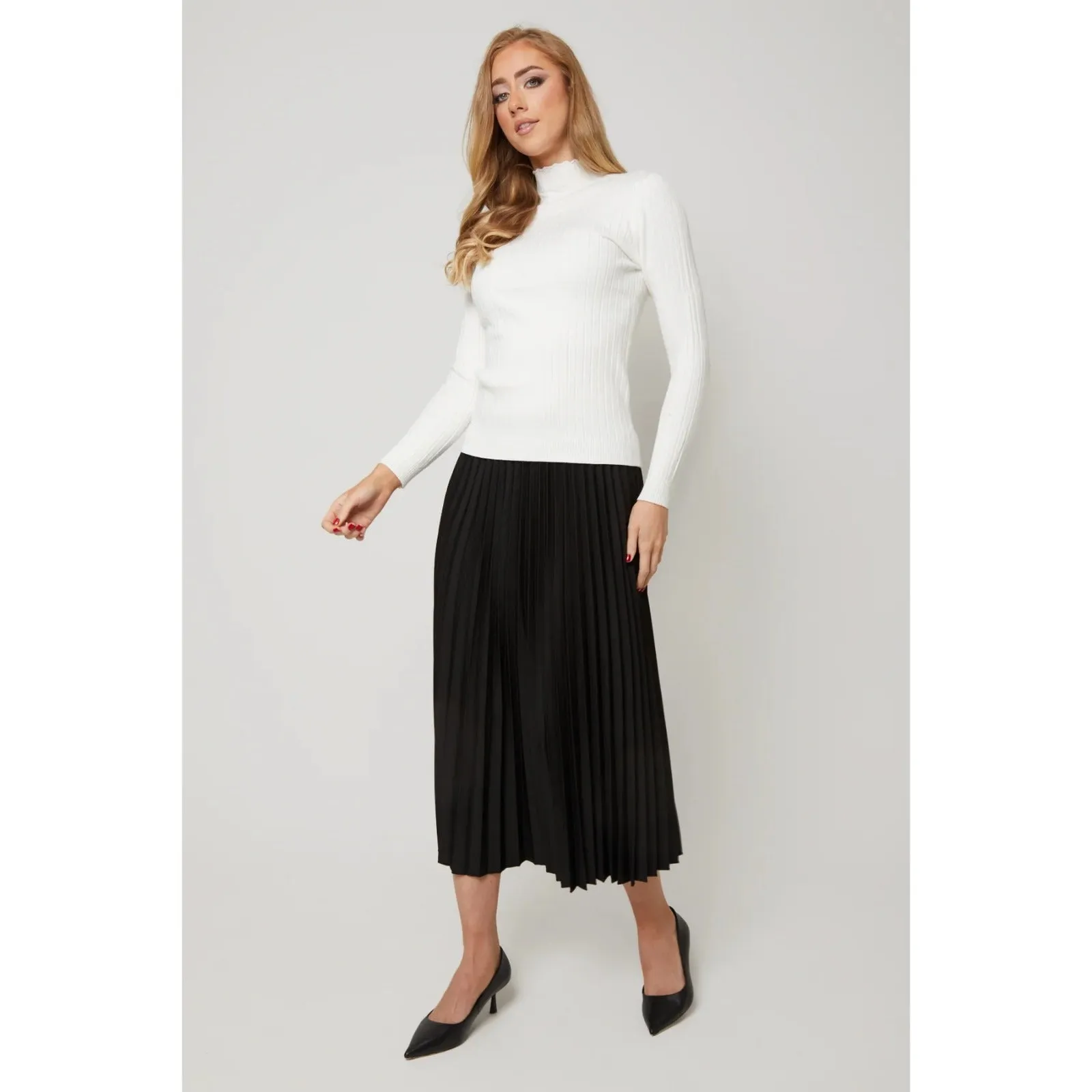 Ladies Elegant Pleated Midi Skirt, BGDK