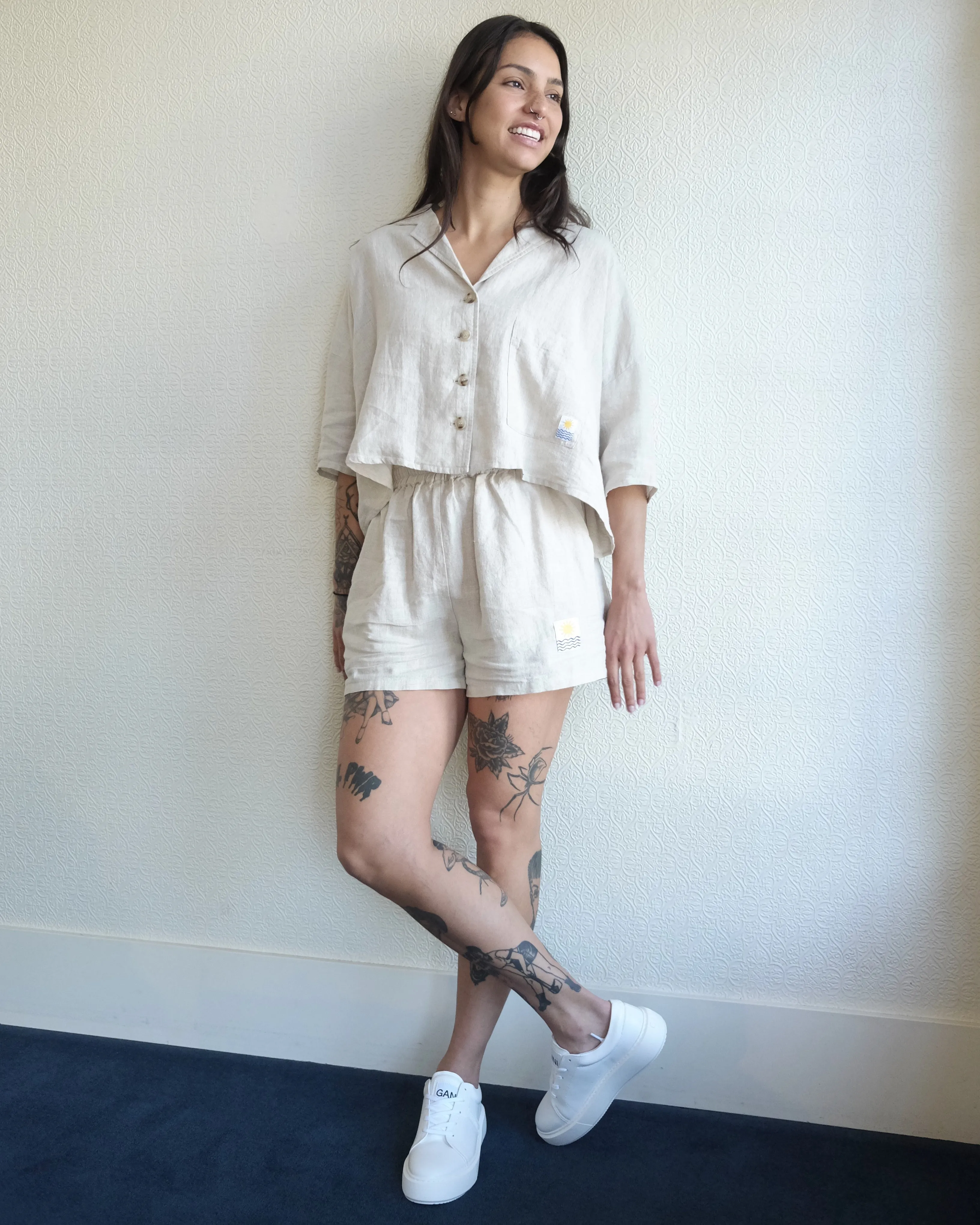 Linen Shorts, Cream