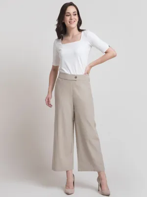 Linen Textured Culotte - Beige