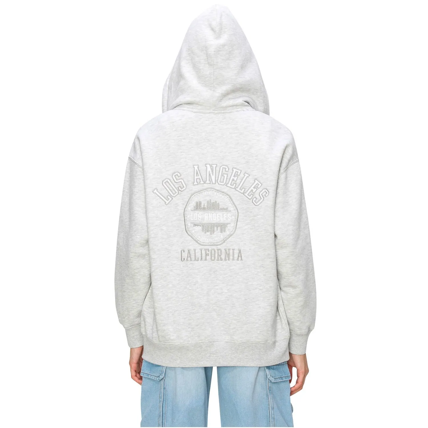 Los Angeles Back Print Zip Up Hoodie - Heather Grey