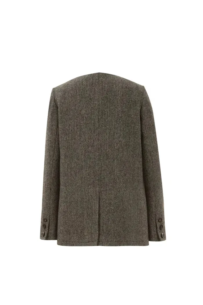 Lyudmila Safari Pockets Blazer in Wool Herringbone