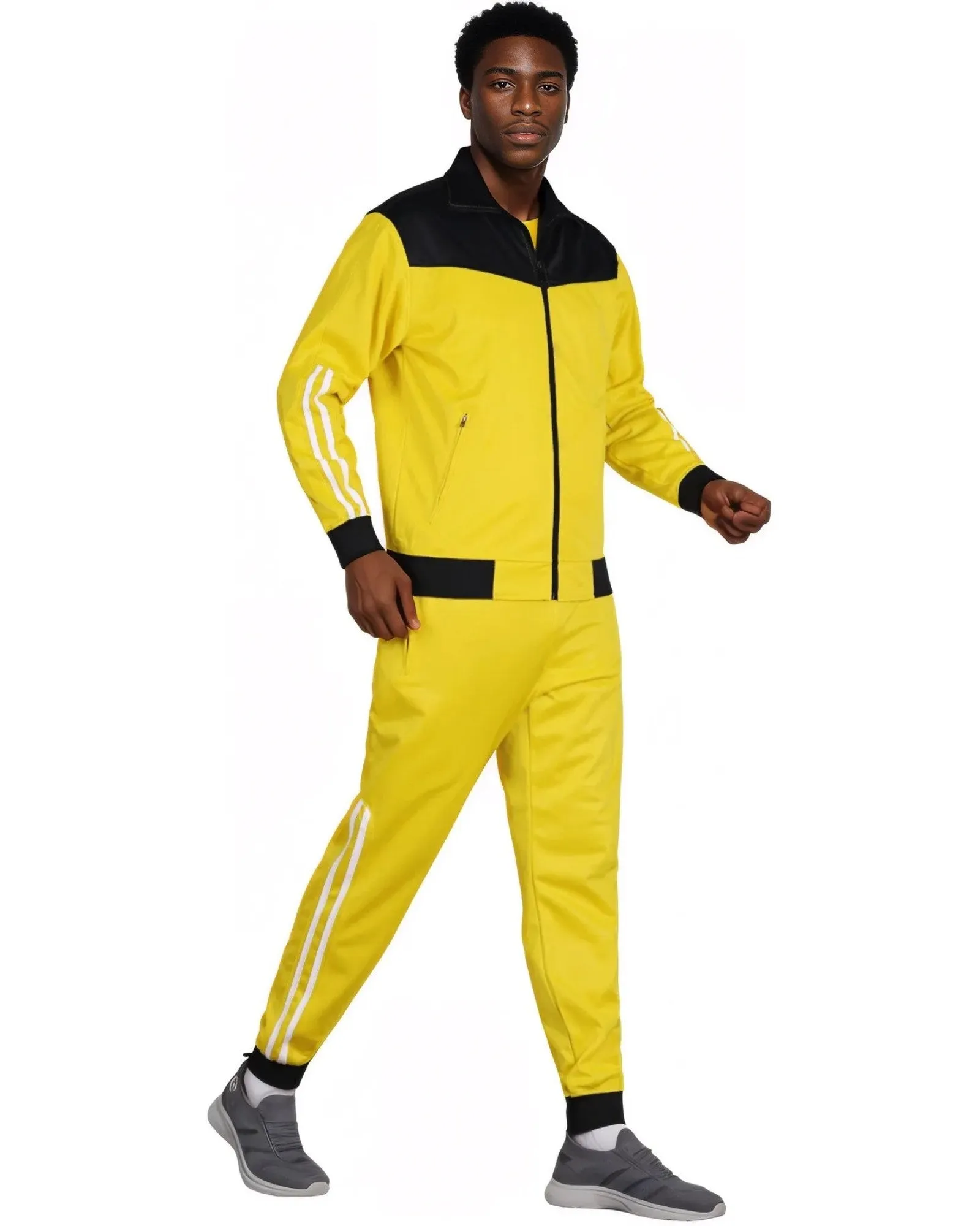 Men Velocity Tracksuit Active Jogging suit GYM Striped Jogger Top and Bottom Outfit