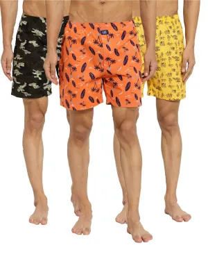 Men's Assorted Printed Boxer Shorts (Pack Of 3) 100% Cotton