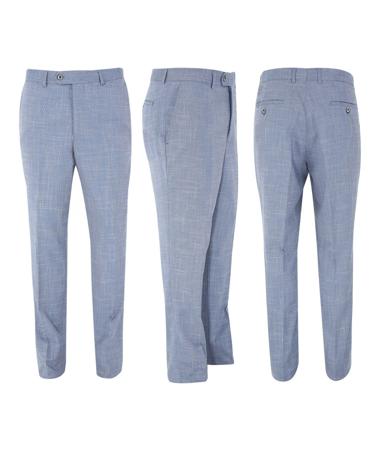 Men's Slim Fit Check Trousers - COLT ICE - Light Blue