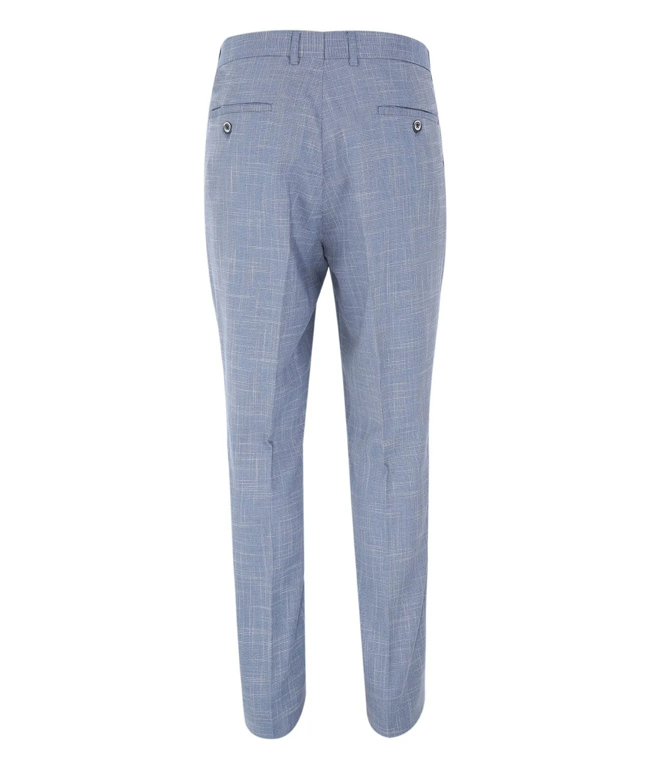 Men's Slim Fit Check Trousers - COLT ICE - Light Blue