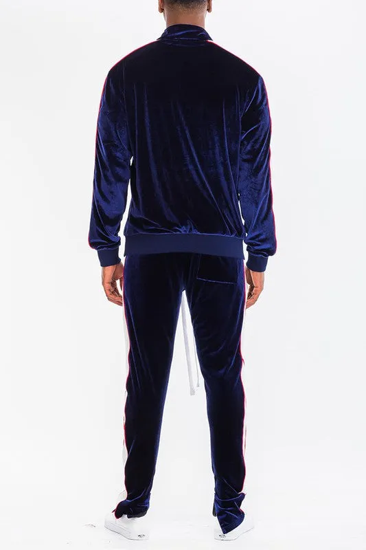 MENS VELOUR TRACK JACKET AND TRACK PANT SET