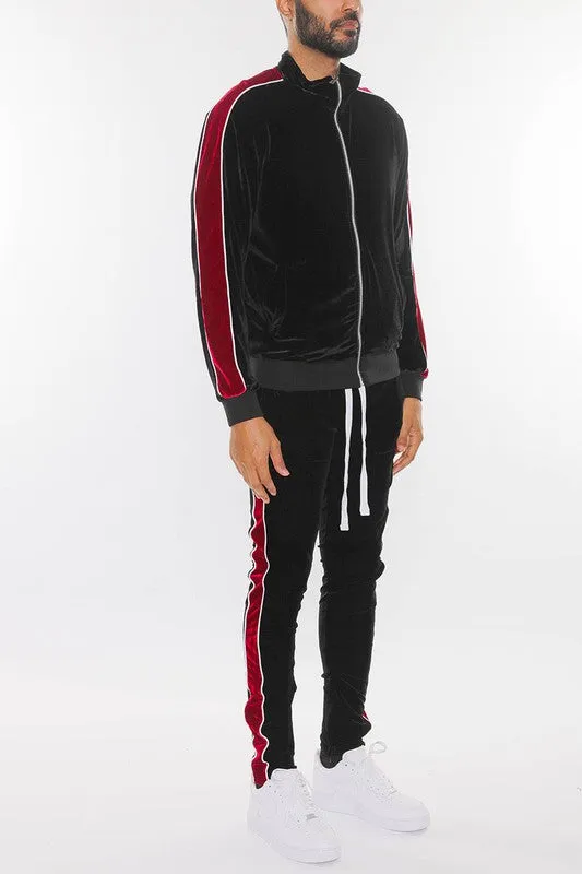 MENS VELOUR TRACK JACKET AND TRACK PANT SET