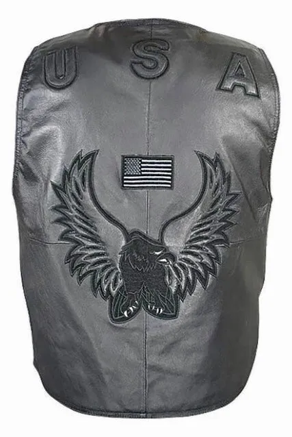 Men's Vest American Eagle Black Leather Vest SALE!