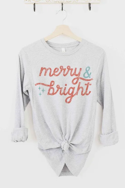 MERRY AND BRIGHT CHRISTMAS LONG SLEEVE TEE