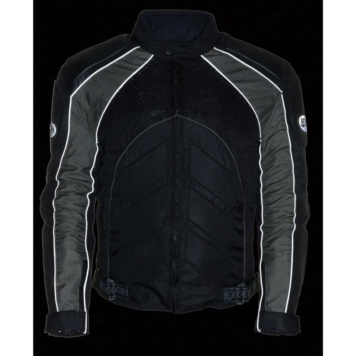 NexGen SH2153 Men's Black and Grey CE Armored Motorcycle Textile and Leather Combo Jacket