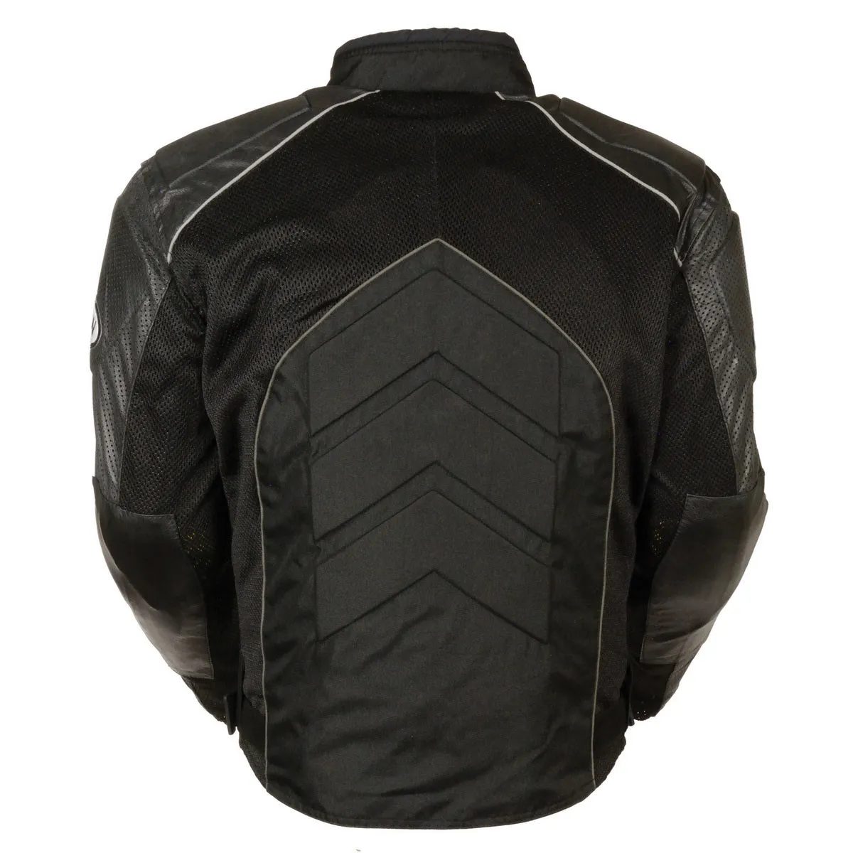 NexGen SH2153 Men's Black and Grey CE Armored Motorcycle Textile and Leather Combo Jacket