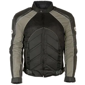 NexGen SH2153 Men's Black and Grey CE Armored Motorcycle Textile and Leather Combo Jacket