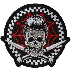 P6395 Switchblades Billy Skull Spider Web Patch