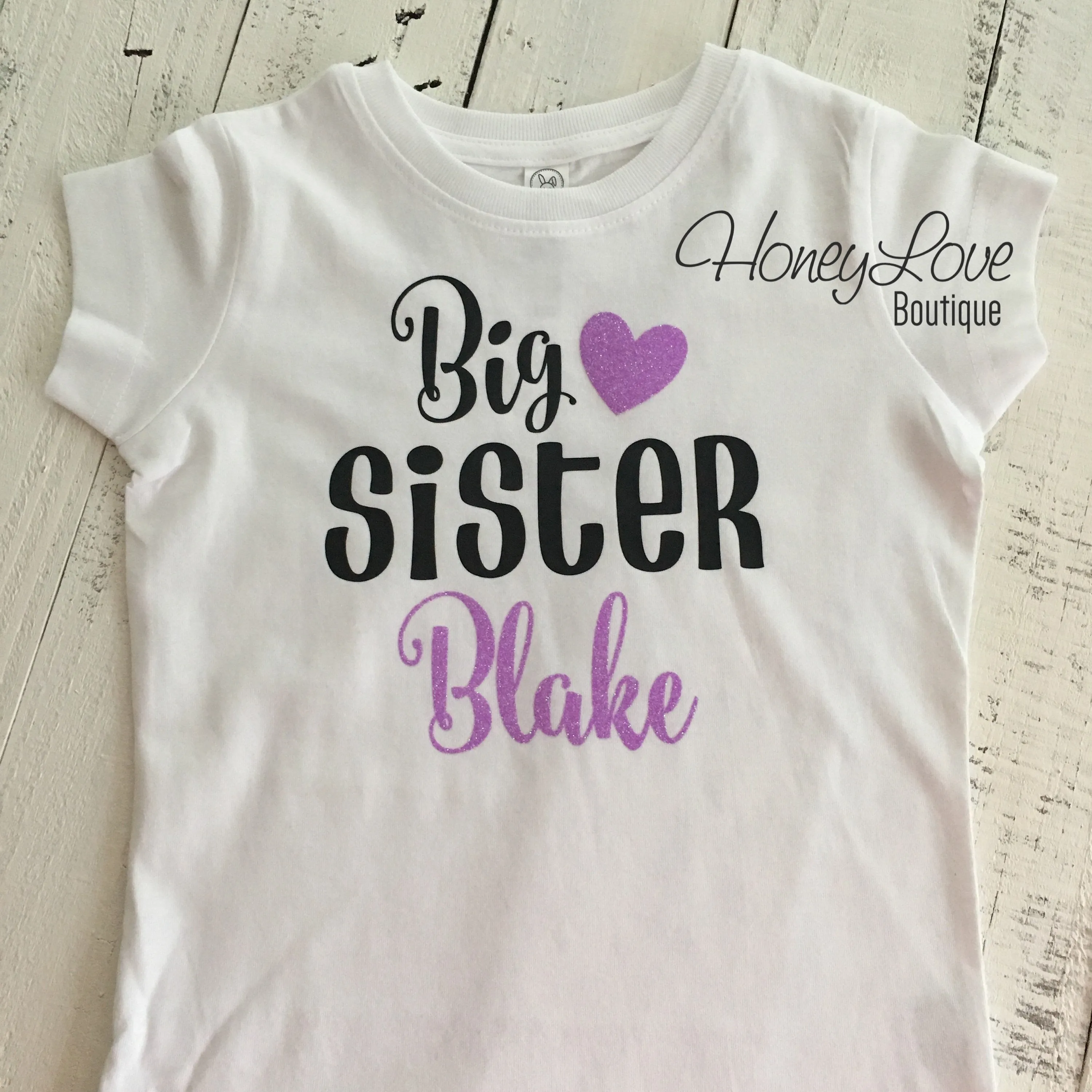 PERSONALIZED Sister Bodysuits and Shirts - Lavender Glitter and Black