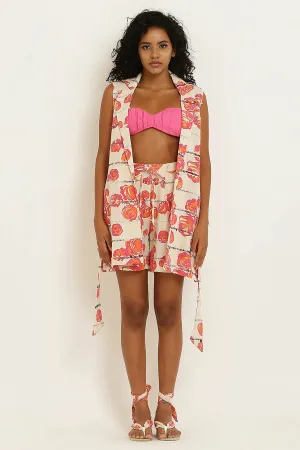 Pink Rose Print Cotton Jacket