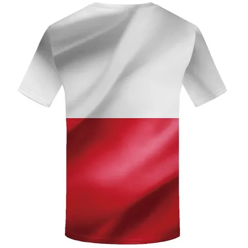 Polish Flag T-shirt Men Vintage Tshirts Casual Harajuku T-shirts Graphic White Tshirt Anime Short Sleeve Punk Rock Men Tee