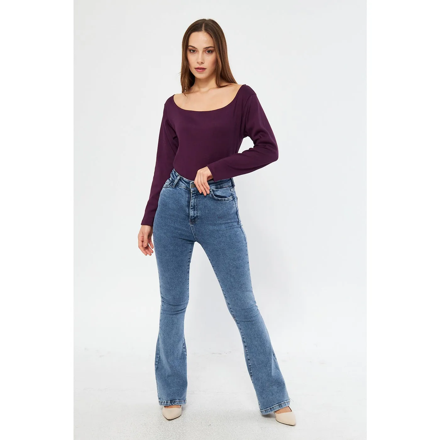 Purple Square Neck Rib Top