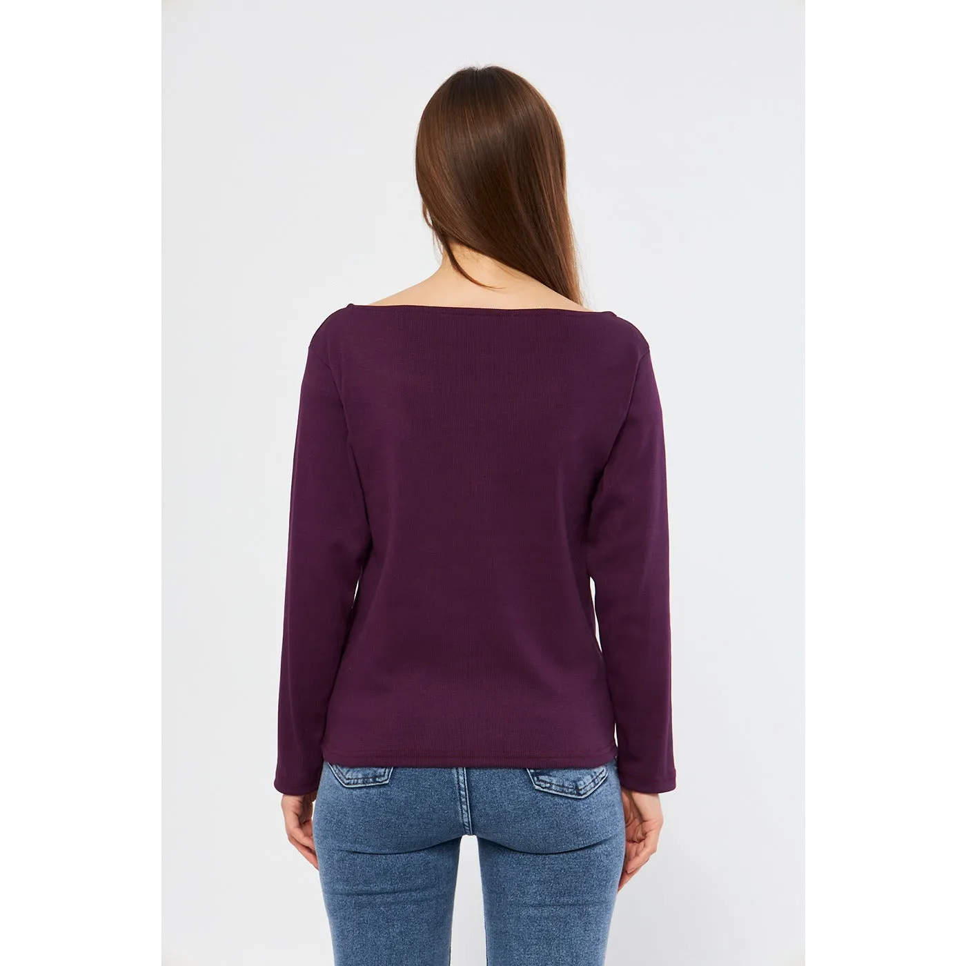 Purple Square Neck Rib Top