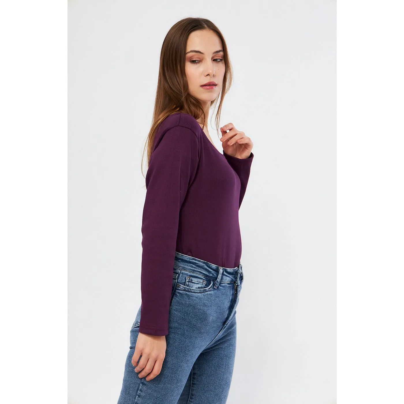 Purple Square Neck Rib Top