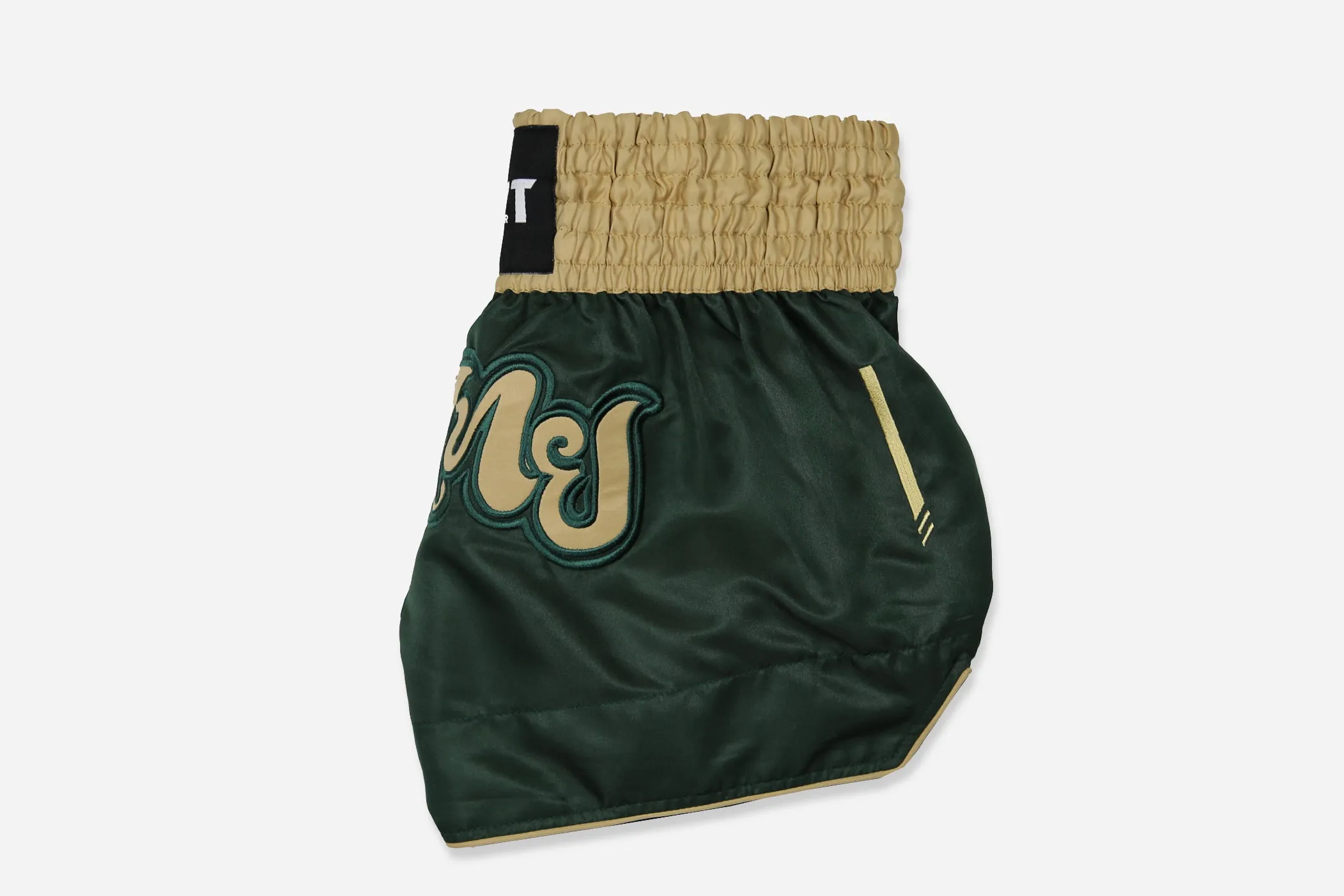 "Retroactive" Microfiber Muay Thai Shorts (Olive/Tan)