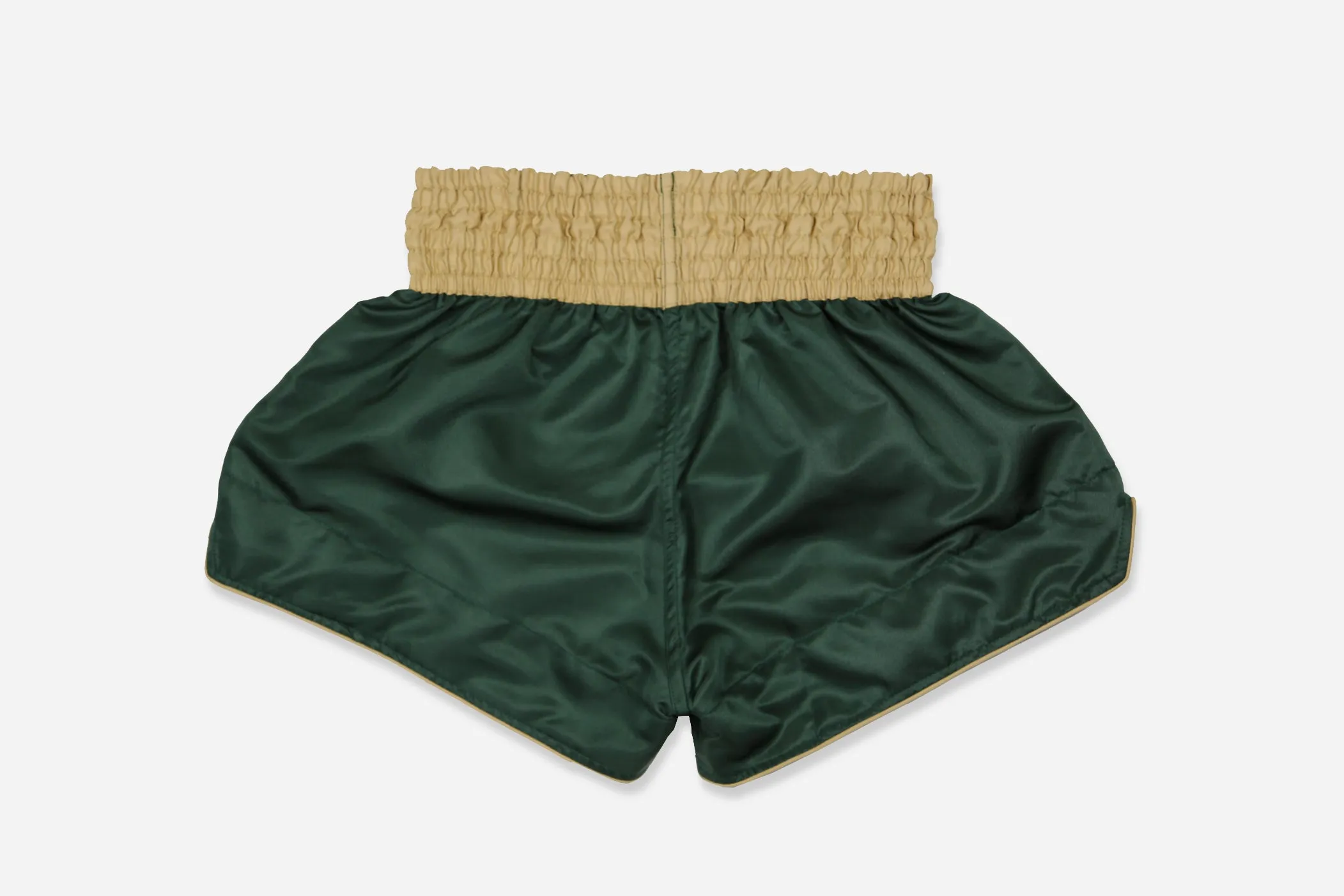 "Retroactive" Microfiber Muay Thai Shorts (Olive/Tan)