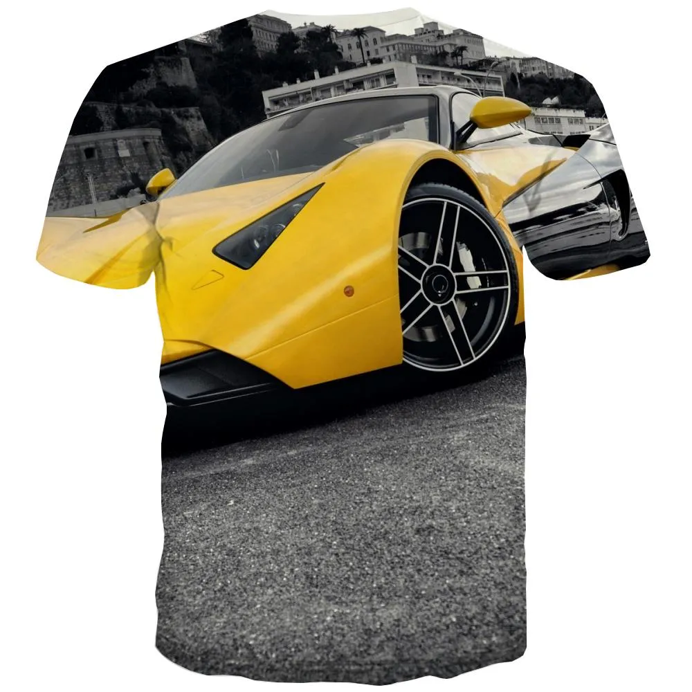 Racing Car T-shirt Men Metal T-shirts Graphic City Tshirt Printed Gray T shirts Funny Retro Tshirt Anime