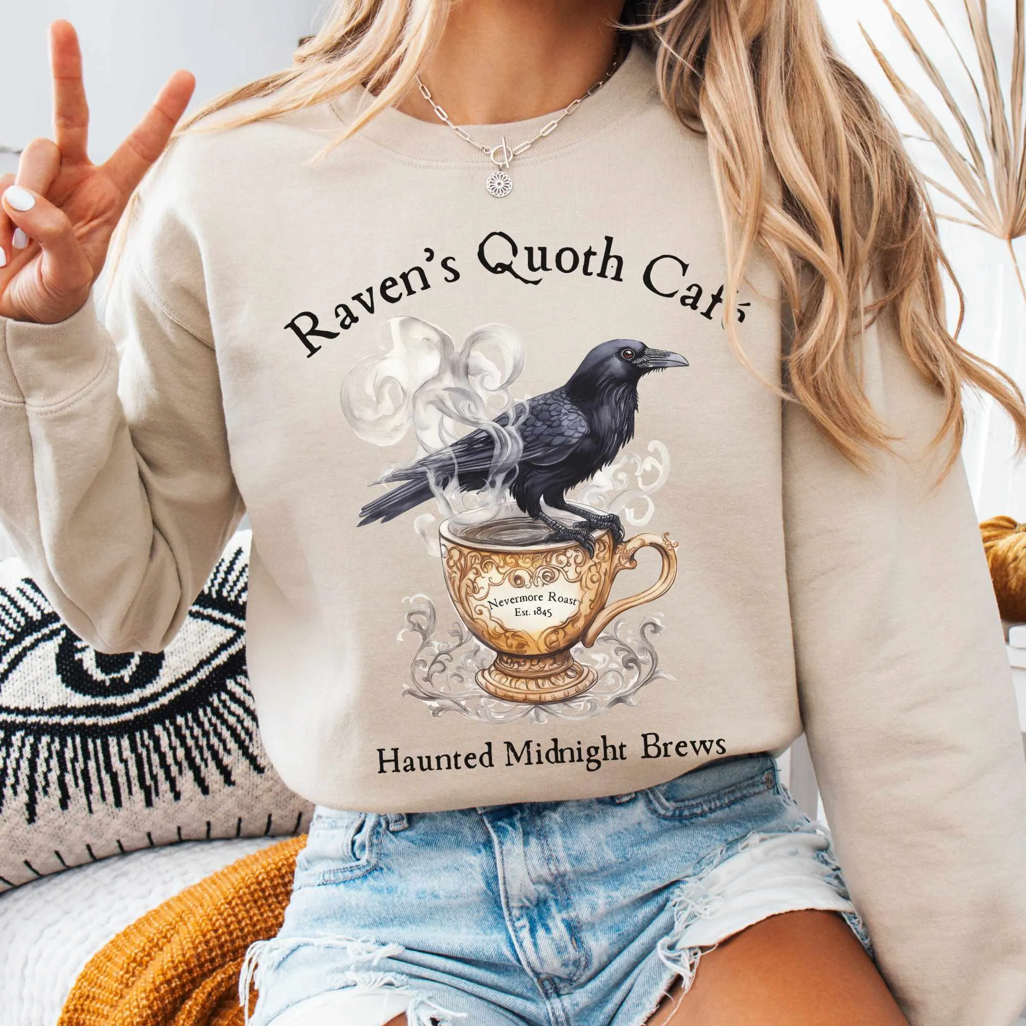 Raven's Quoth Cafe Edgar Allan Poe Sweatshirt