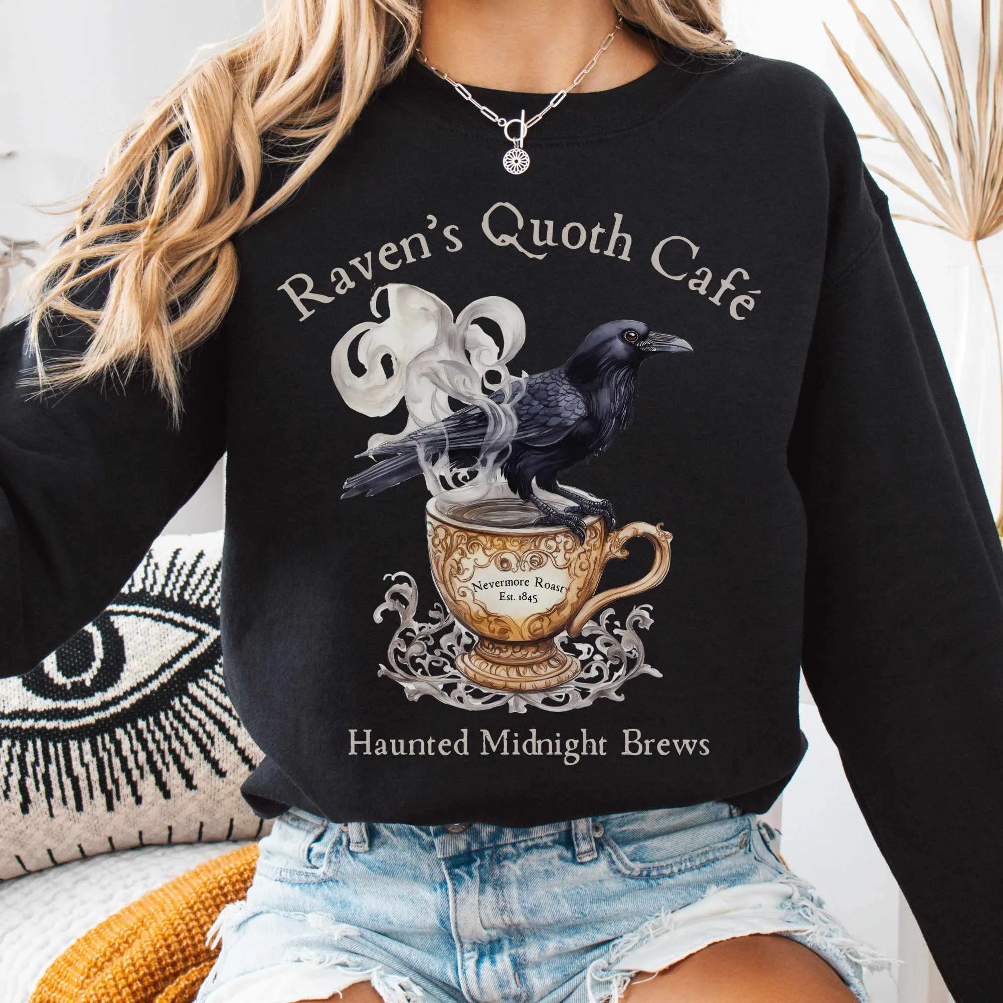 Raven's Quoth Cafe Edgar Allan Poe Sweatshirt