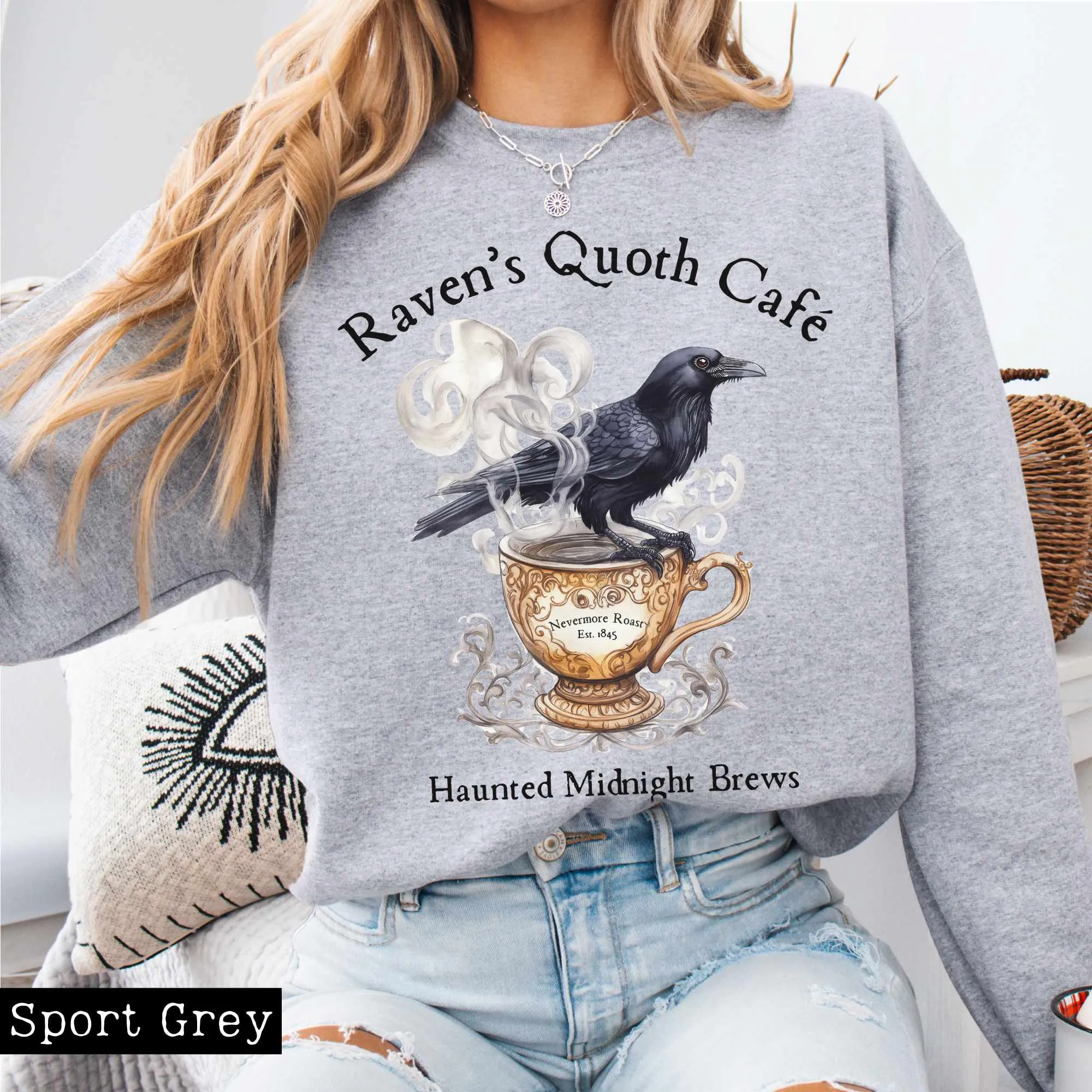 Raven's Quoth Cafe Edgar Allan Poe Sweatshirt