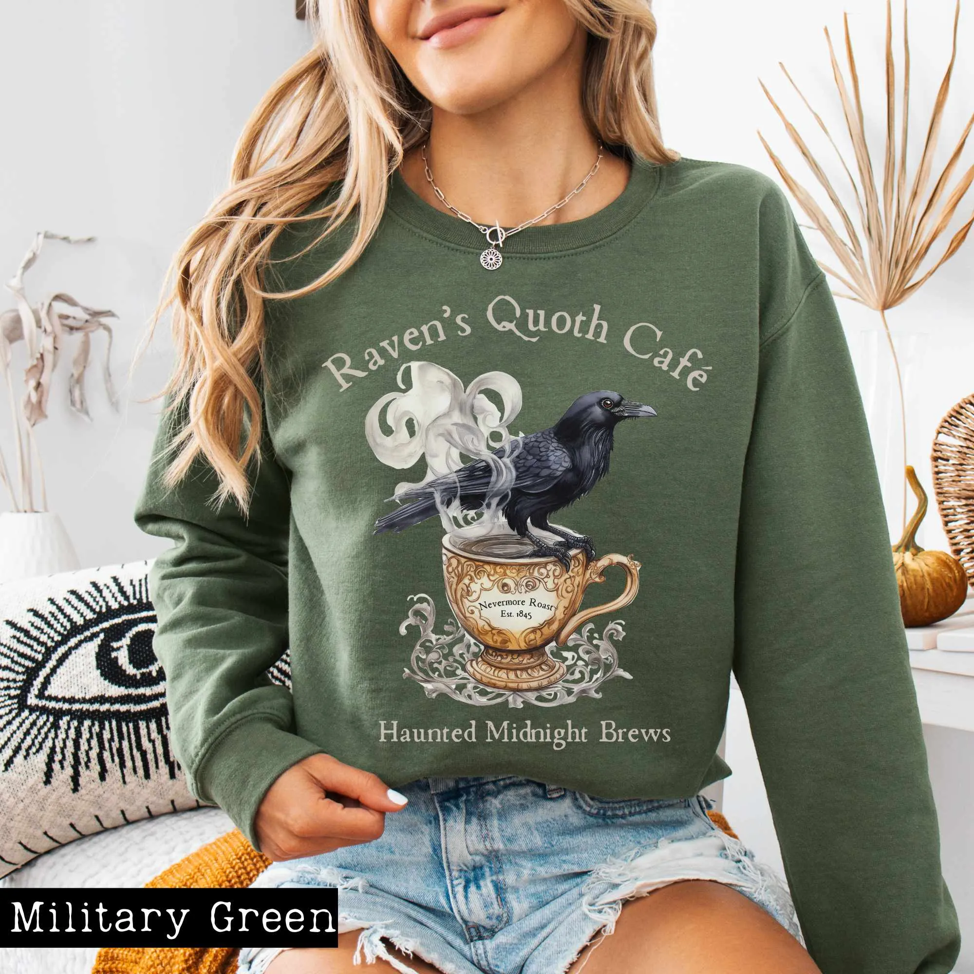 Raven's Quoth Cafe Edgar Allan Poe Sweatshirt