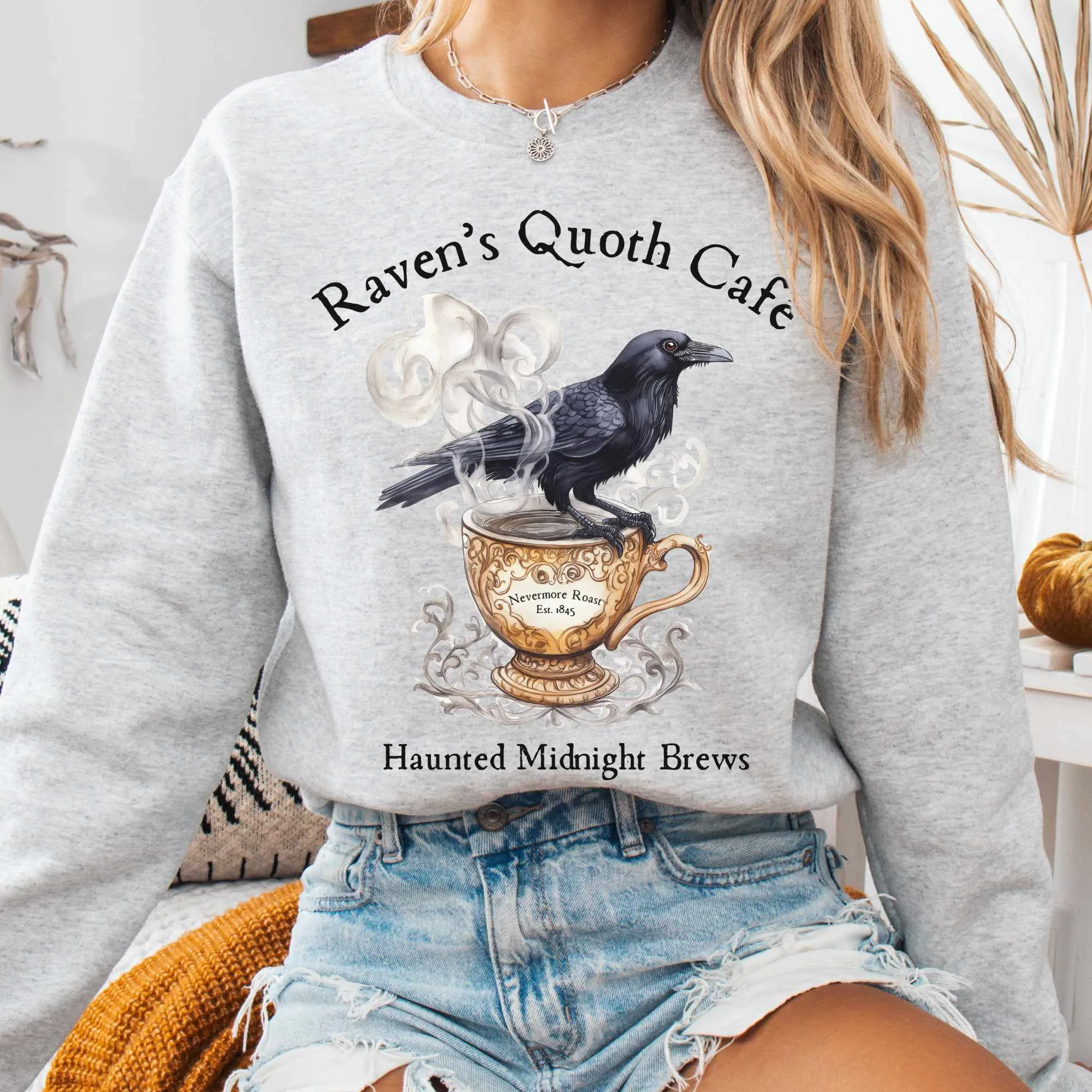 Raven's Quoth Cafe Edgar Allan Poe Sweatshirt