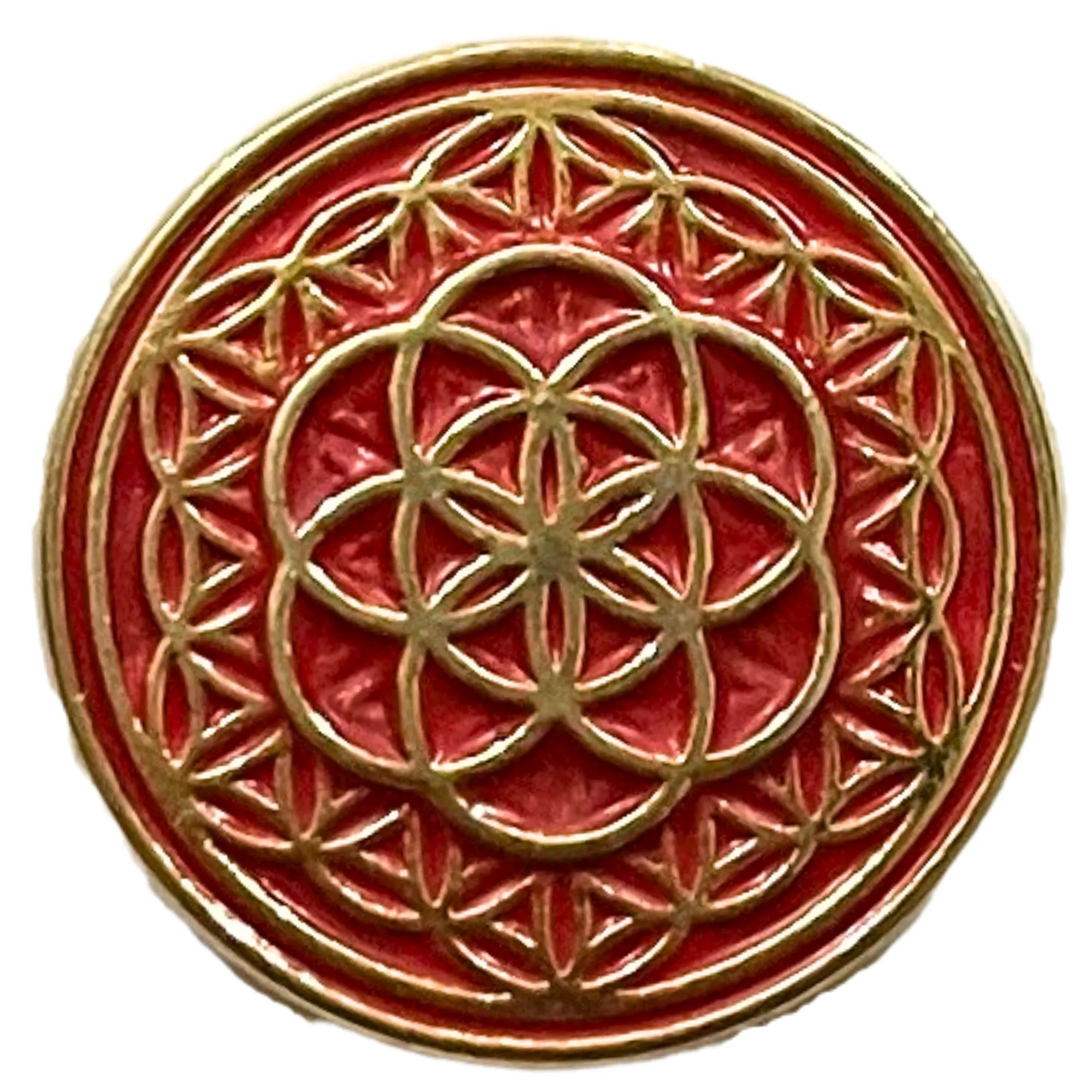 Red and Golden Color Mandala Designer Round 1 Hole Metal Buttons