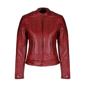 Red B3 Sheepskin Leather Biker Jacket For Women