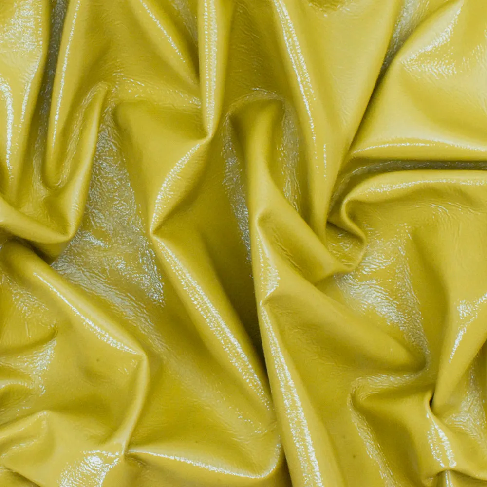 Rich Olive Green Famous Maker Faux Leather Bonded Knit Fabric