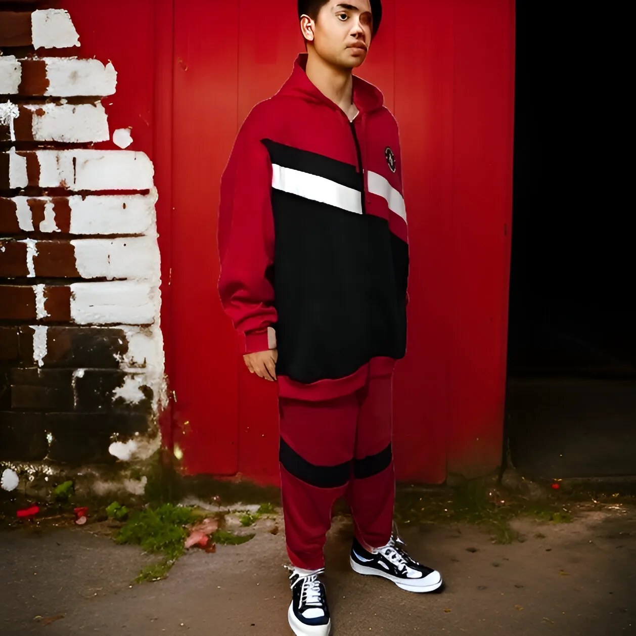 ^SEAN JOHN^ (RED-MULTI) POLYESTER HOODED ZIP UP TRACKSUITS (XB SIZED)